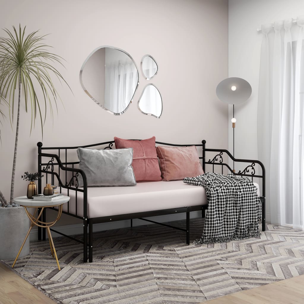 Cadre de canapé-lit extensible sans matelas Noir Métal 90x200cm - XIOS
