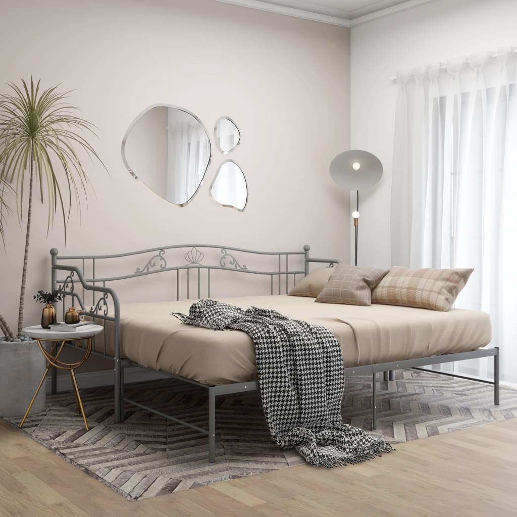 Cadre de canapé-lit extensible sans matelas gris métal 90x200cm - XIOS