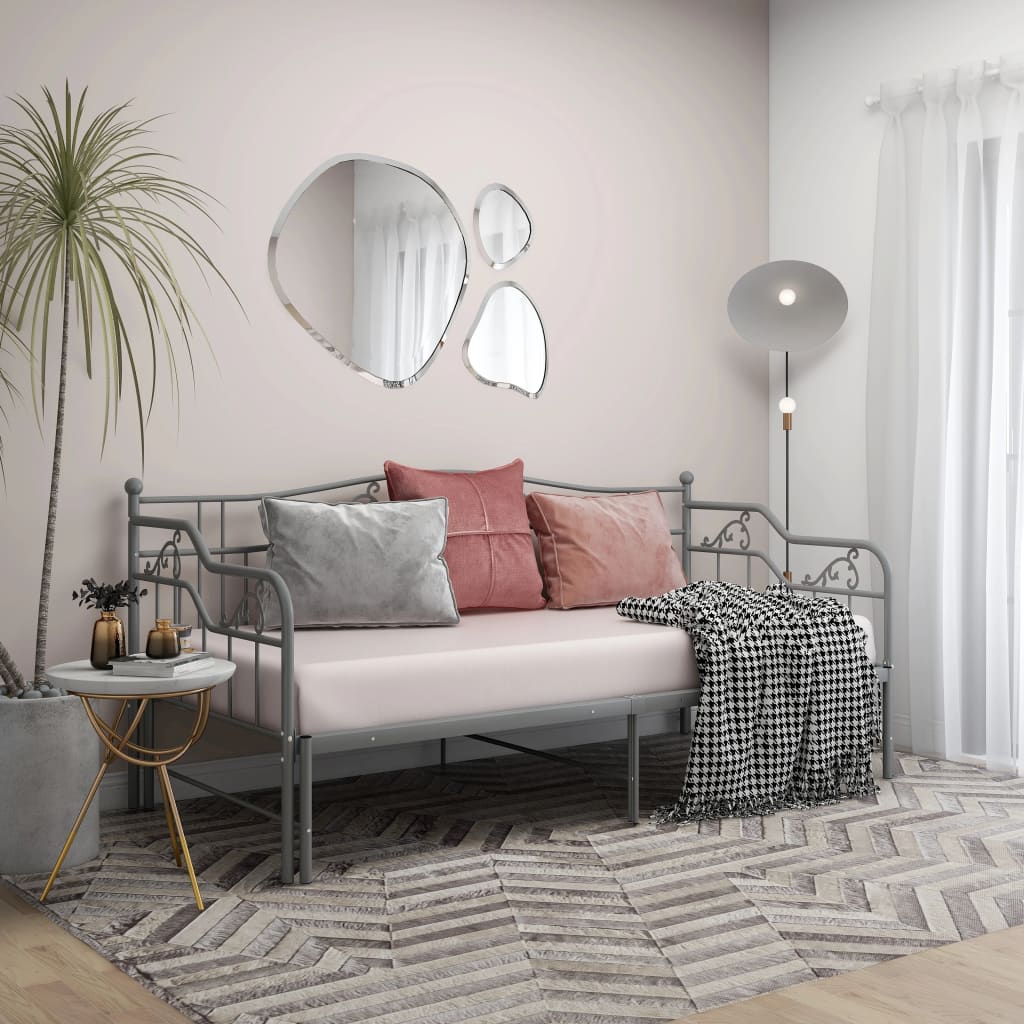 Cadre de canapé-lit extensible sans matelas gris métal 90x200cm - XIOS