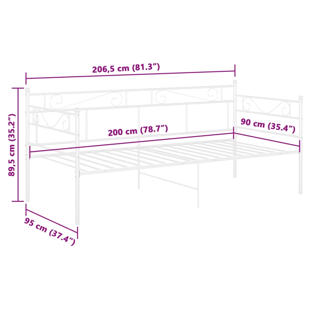 Cadre de canapé-lit sans matelas blanc métal 90x200 cm - XIOS