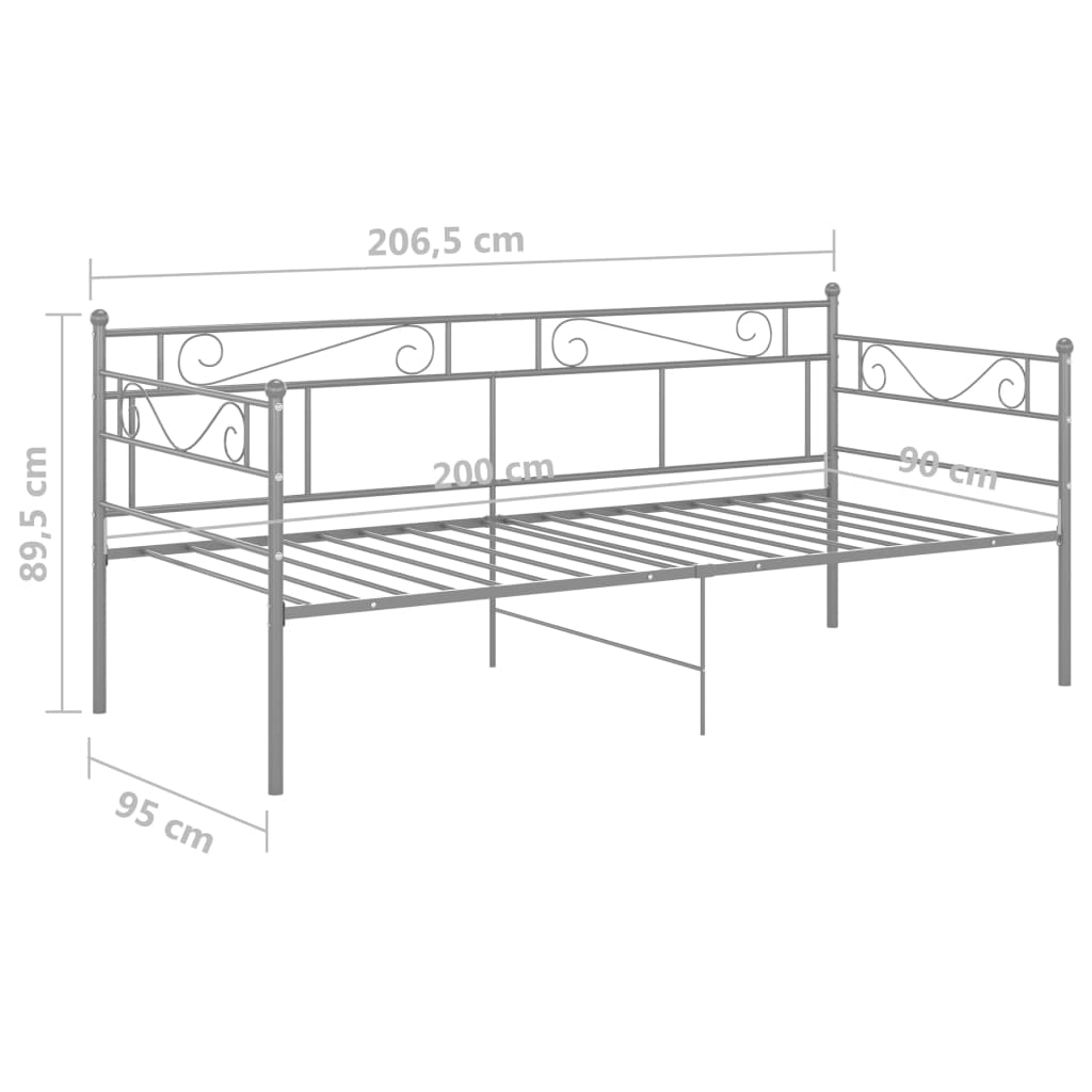 Cadre de canapé-lit sans matelas gris métal 90x200 cm - XIOS