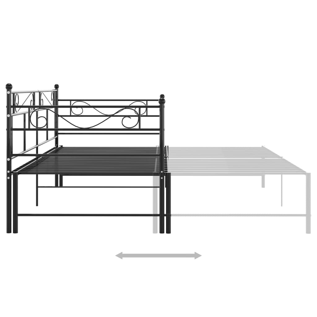 Cadre de canapé-lit extensible sans matelas Noir Métal 90x200cm - XIOS