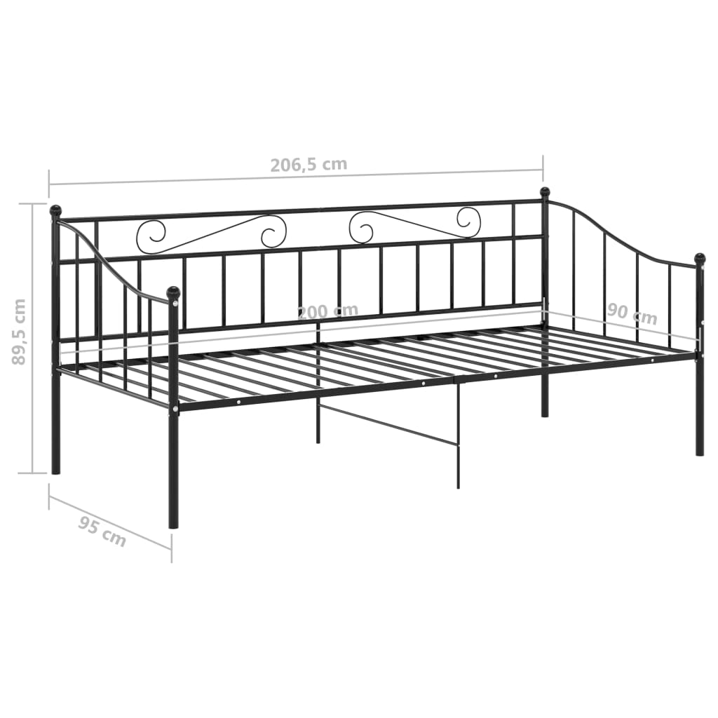 Cadre de canapé-lit sans matelas noir métal 90x200 cm - XIOS