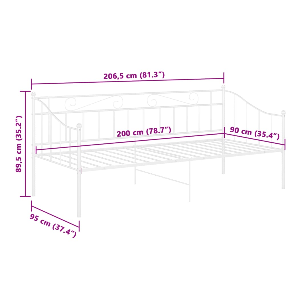 Cadre de canapé-lit sans matelas blanc métal 90x200 cm - XIOS