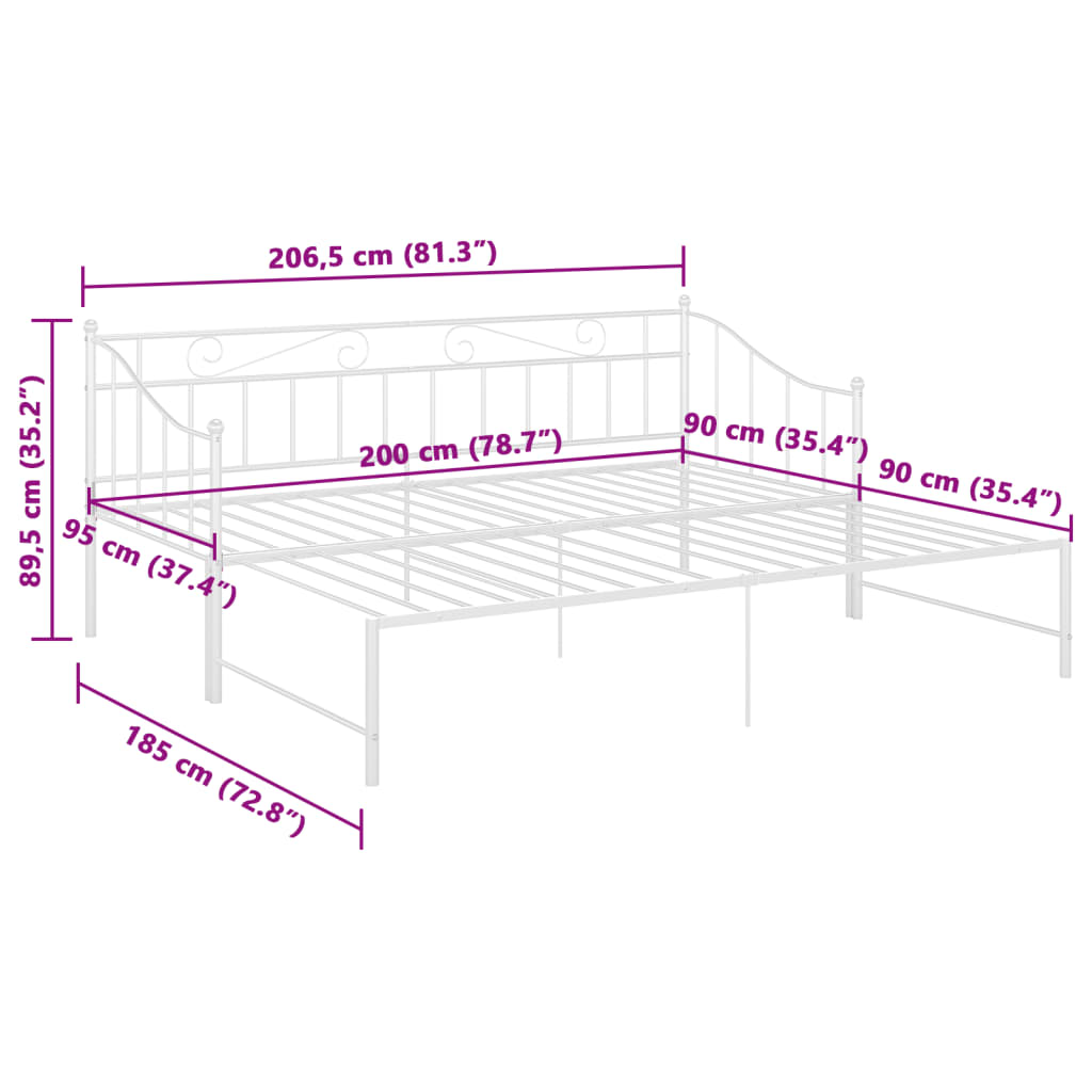 Cadre de canapé-lit extensible sans matelas blanc 90x200 cm - XIOS