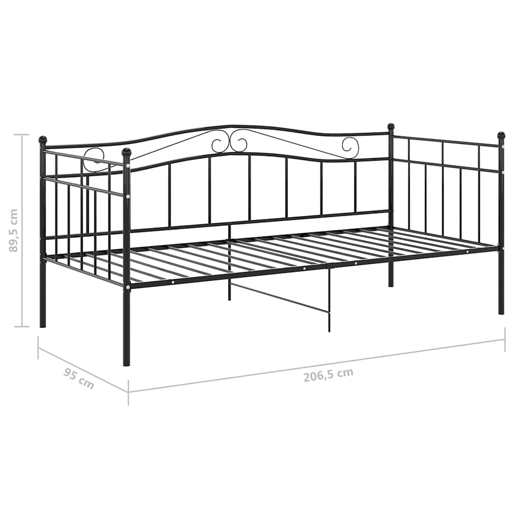 Cadre de canapé-lit sans matelas noir métal 90x200 cm - XIOS