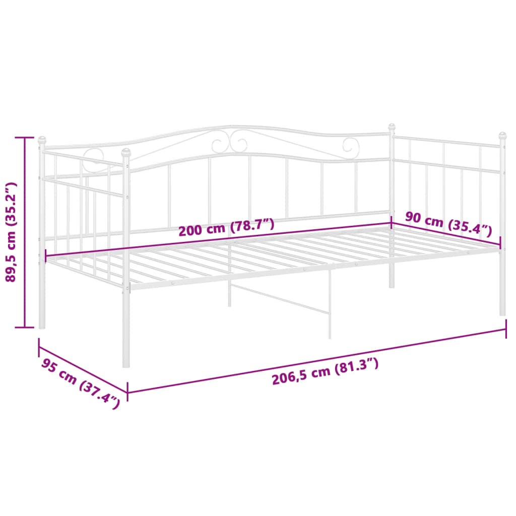 Cadre de canapé-lit sans matelas blanc métal 90x200 cm - XIOS