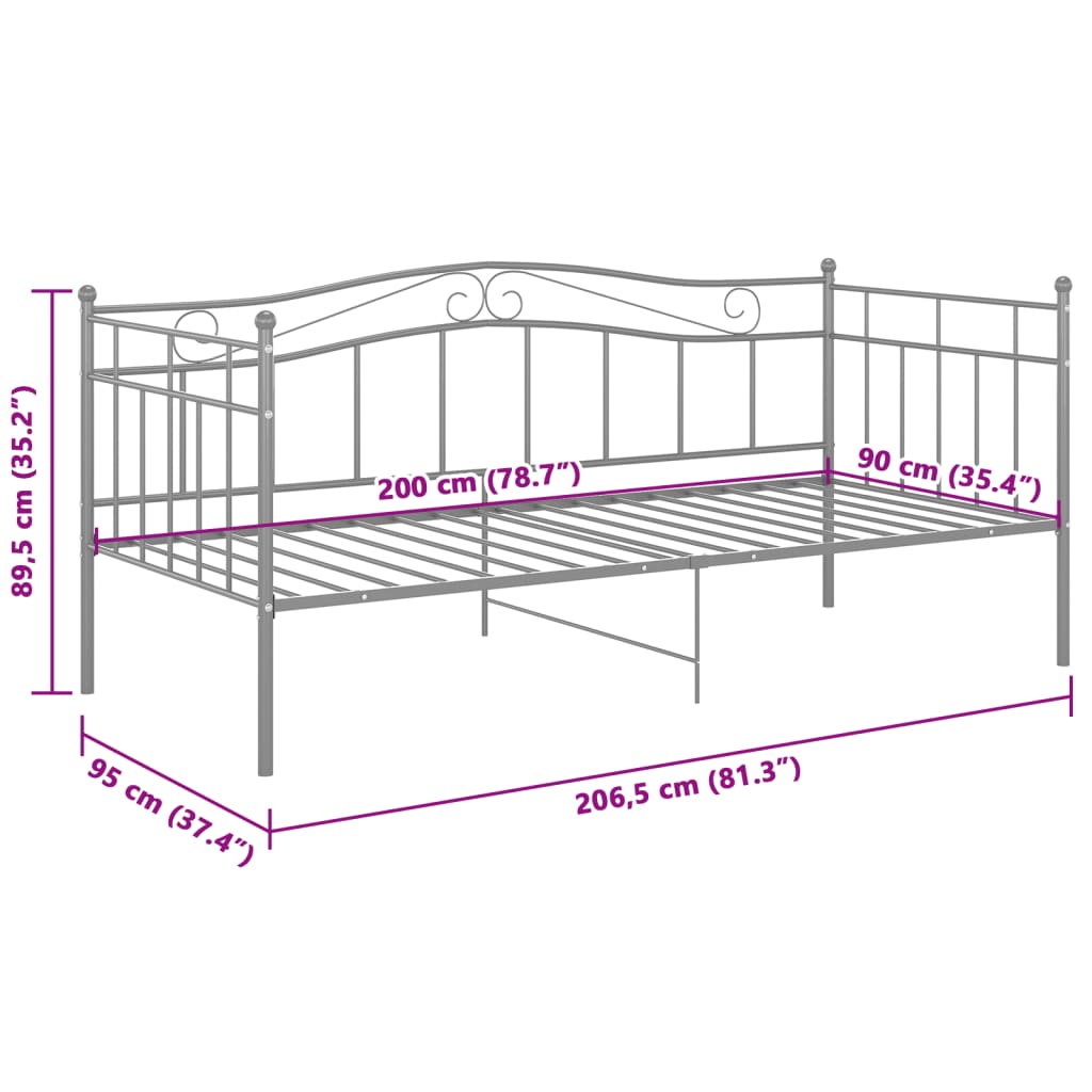 Cadre de canapé-lit sans matelas gris métal 90x200 cm - XIOS