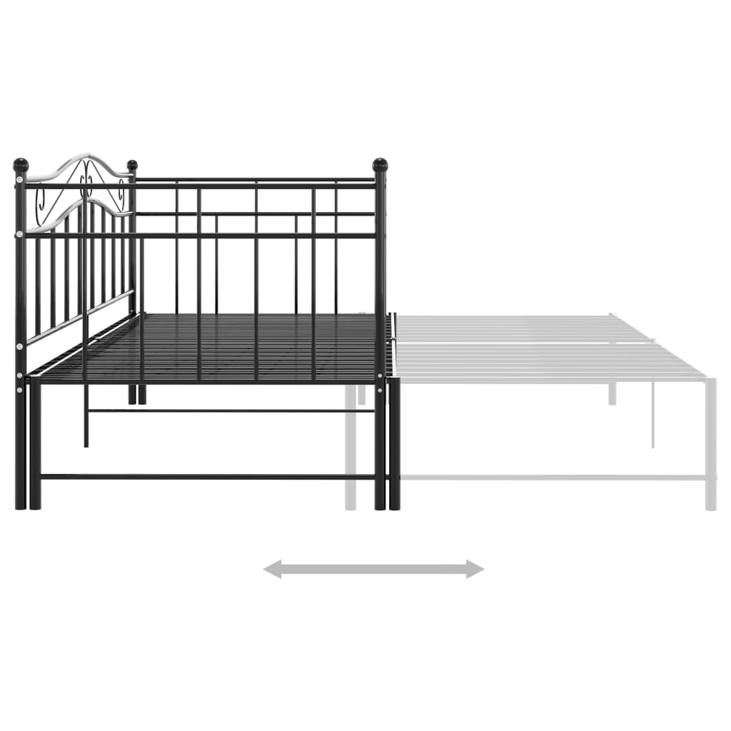 Cadre de canapé-lit extensible sans matelas Noir Métal 90x200cm - XIOS