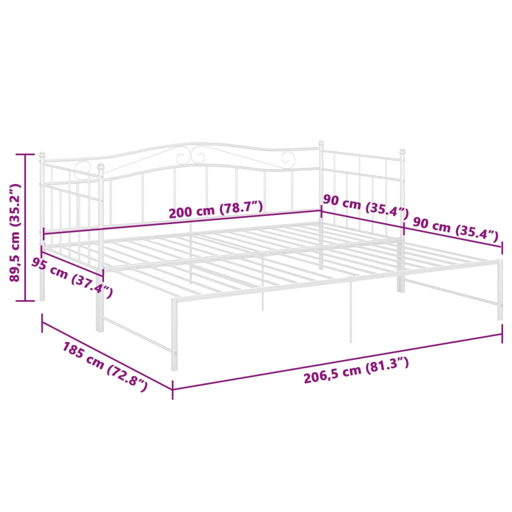 Cadre de canapé-lit extensible sans matelas blanc 90x200 cm - XIOS