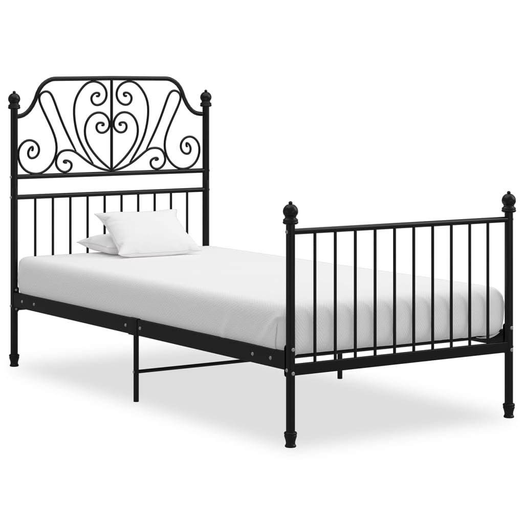 Cadre de lit sans matelas noir métal 90x200 cm - XIOS
