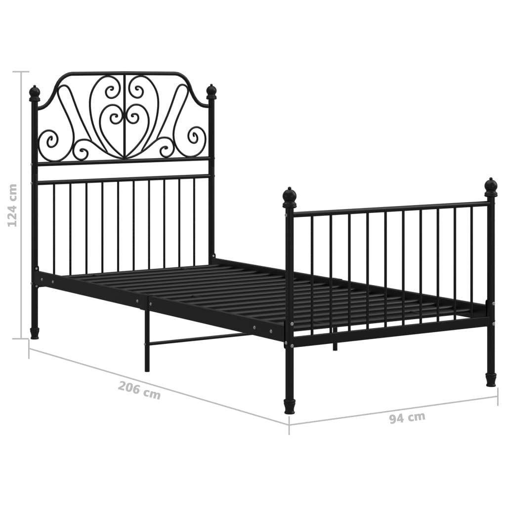 Cadre de lit sans matelas noir métal 90x200 cm - XIOS