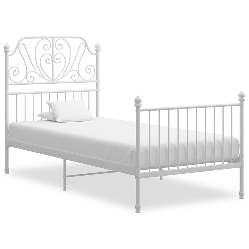 Cadre de lit sans matelas blanc métal 90x200 cm - XIOS