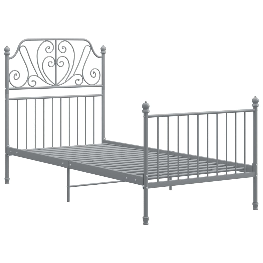 Cadre de lit sans matelas gris métal 90x200 cm - XIOS