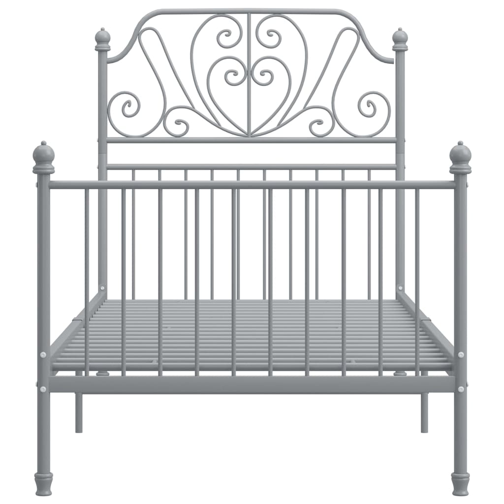 Cadre de lit sans matelas gris métal 90x200 cm - XIOS