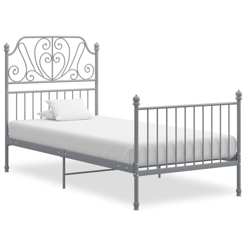 Cadre de lit sans matelas gris métal 100x200 cm - XIOS