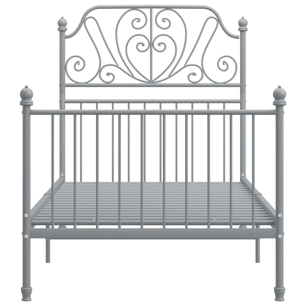 Cadre de lit sans matelas gris métal 100x200 cm - XIOS