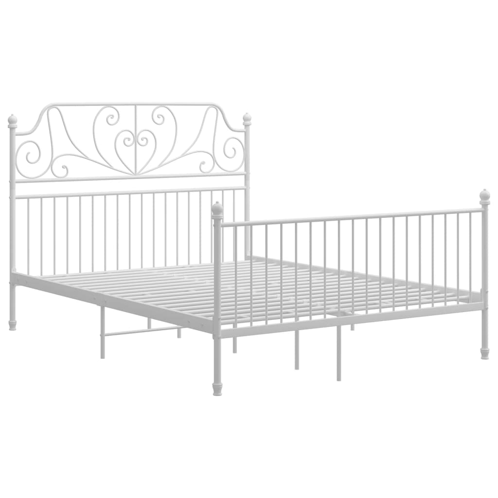 Cadre de lit et tête de lit sans matelas blanc 140x200 cm métal - XIOS