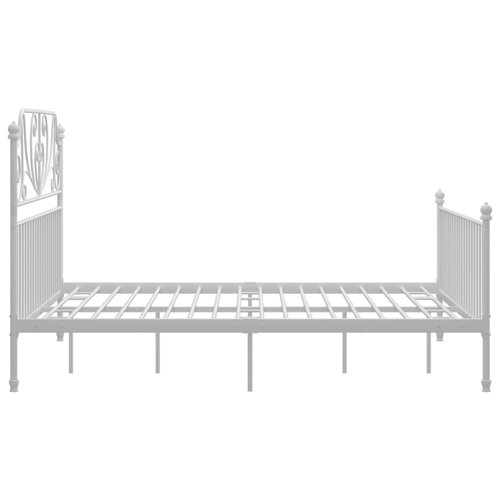 Cadre de lit et tête de lit sans matelas blanc 140x200 cm métal - XIOS