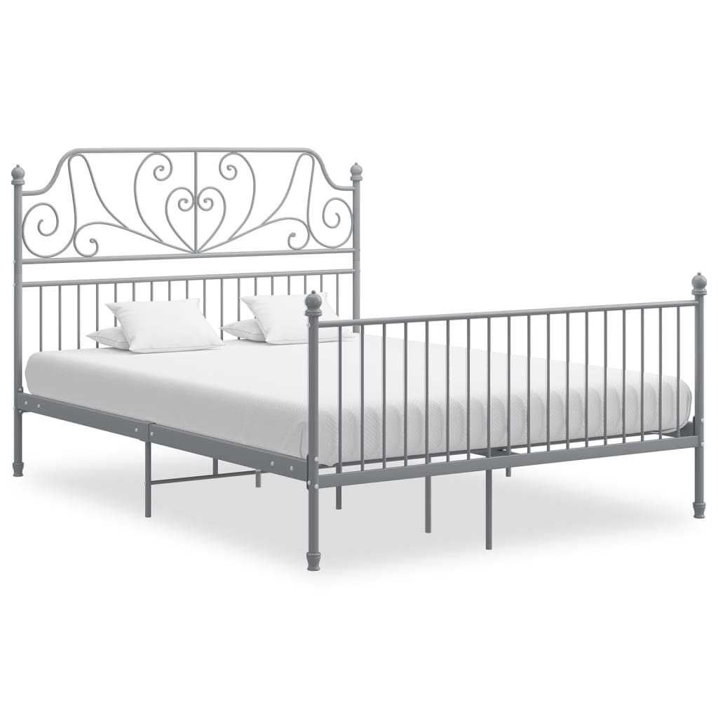 Cadre de lit sans matelas gris métal 140x200 cm - XIOS