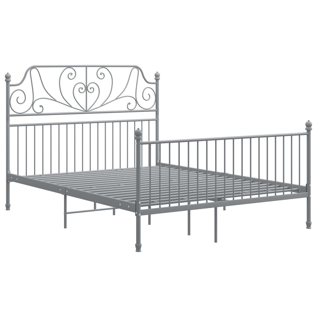 Cadre de lit sans matelas gris métal 140x200 cm - XIOS