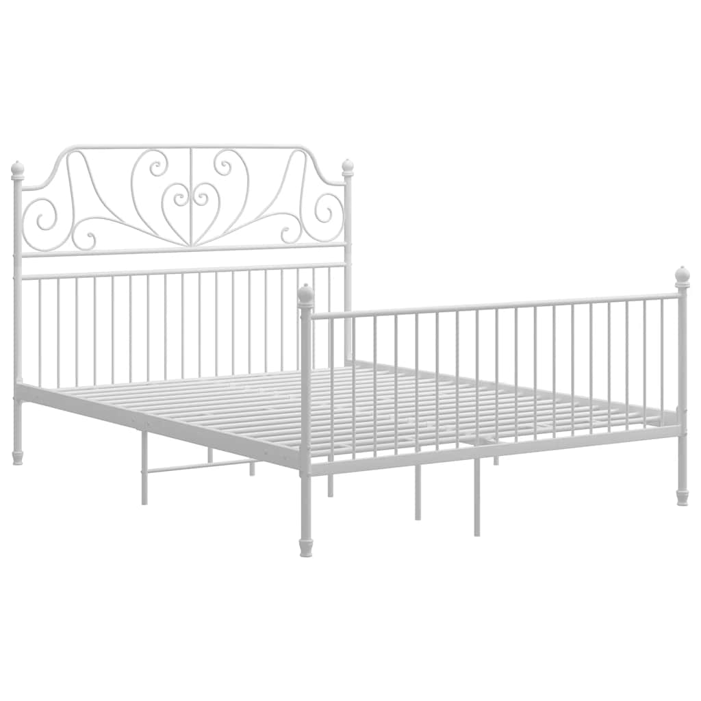 Cadre de lit et tête de lit sans matelas blanc 160x200 cm métal - XIOS