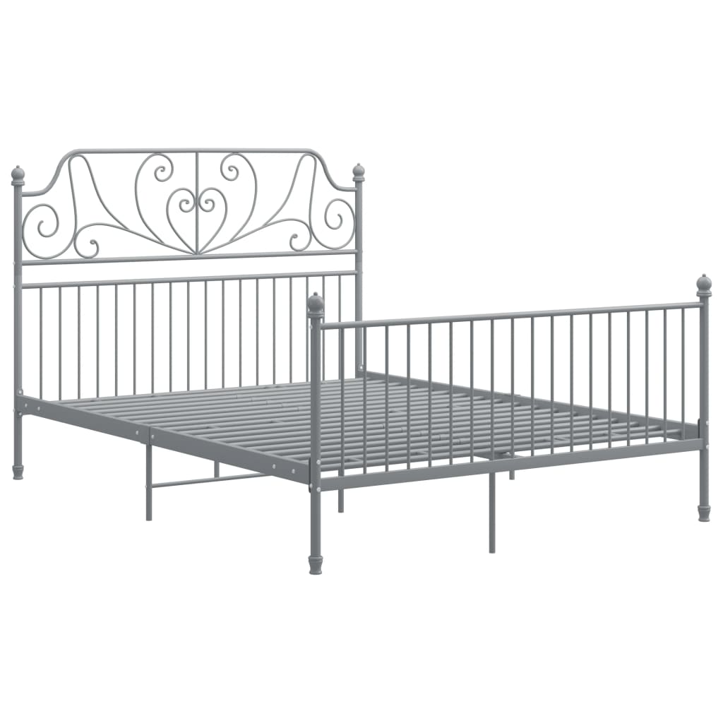 Cadre de lit sans matelas gris métal 160x200 cm - XIOS