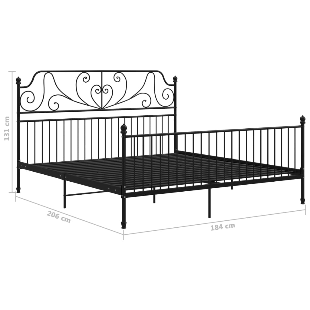 Cadre de lit sans matelas noir métal 180x200 cm - XIOS