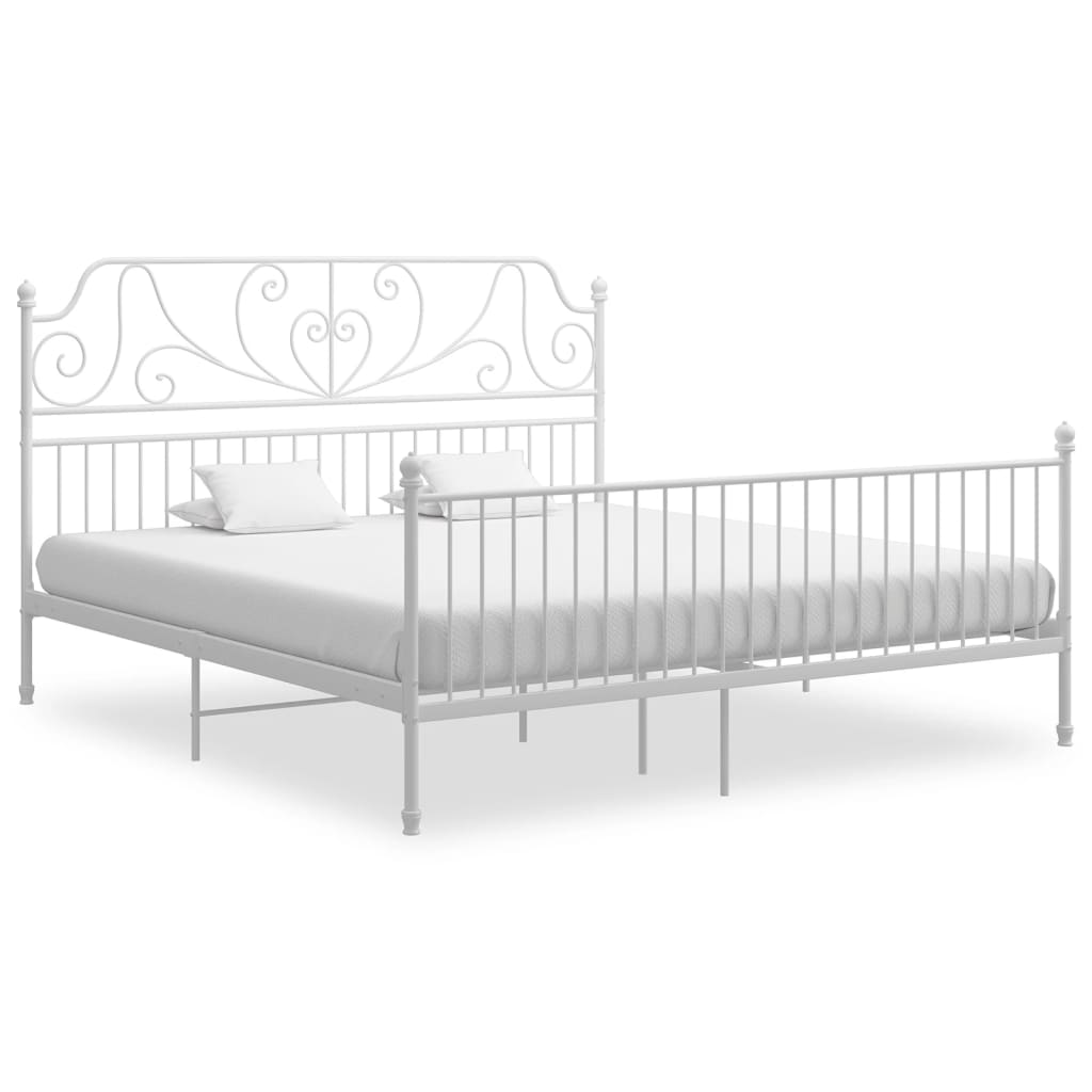 Cadre de lit sans matelas blanc métal 180x200 cm - XIOS