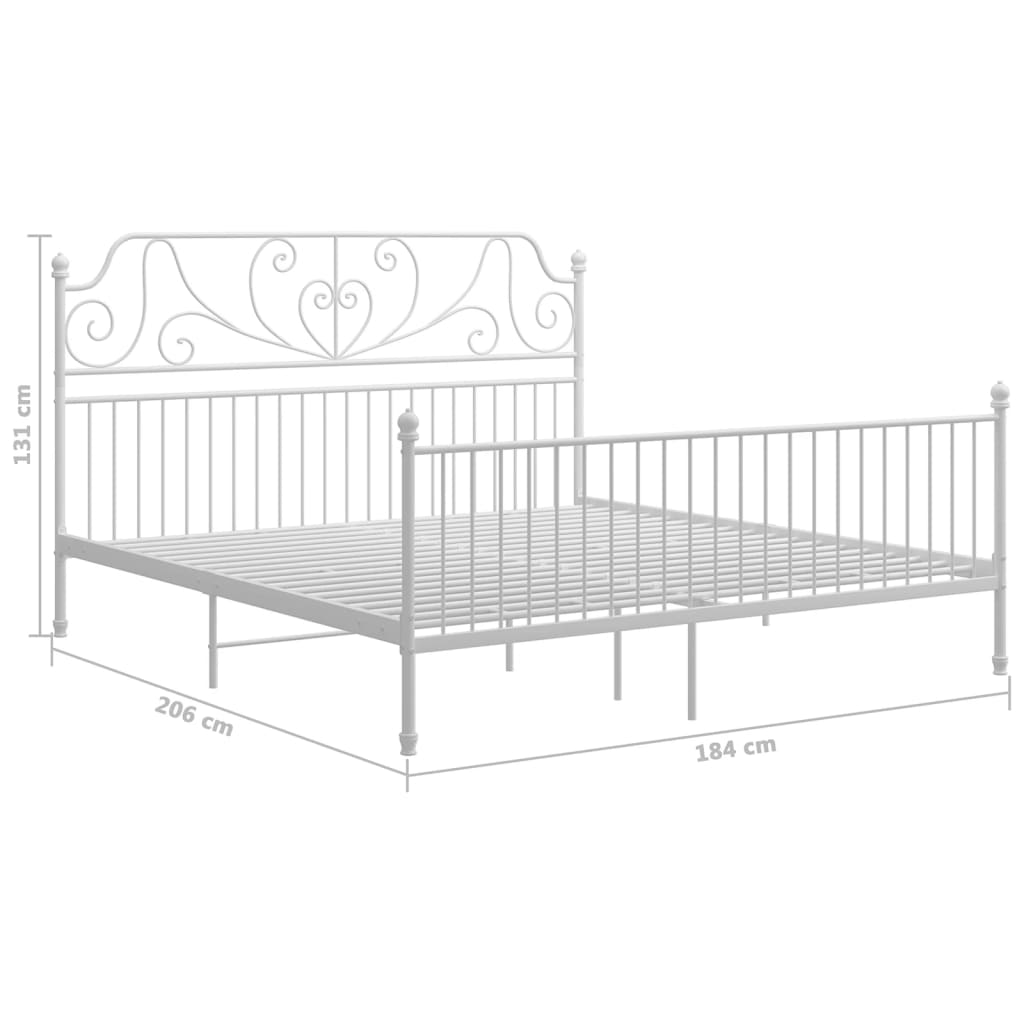 Cadre de lit sans matelas blanc métal 180x200 cm - XIOS