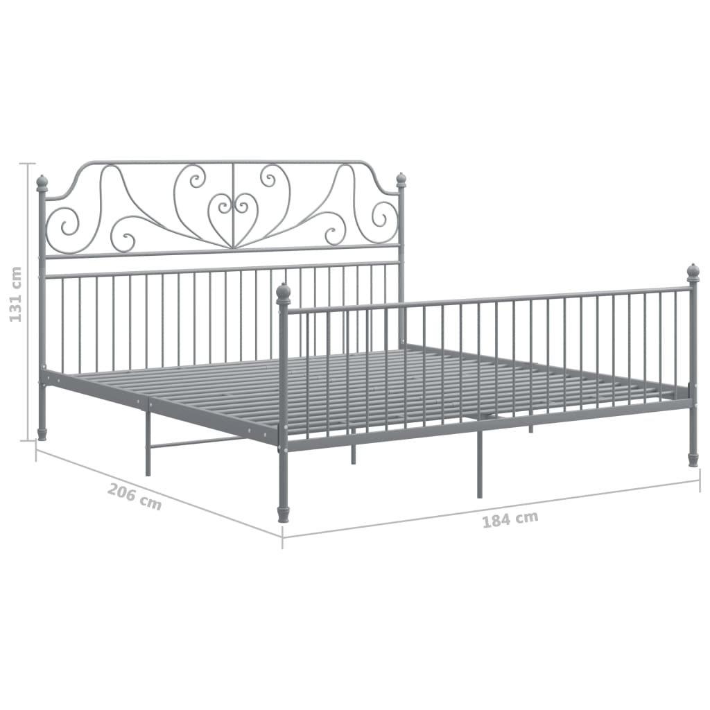 Cadre de lit sans matelas gris métal 180x200 cm - XIOS