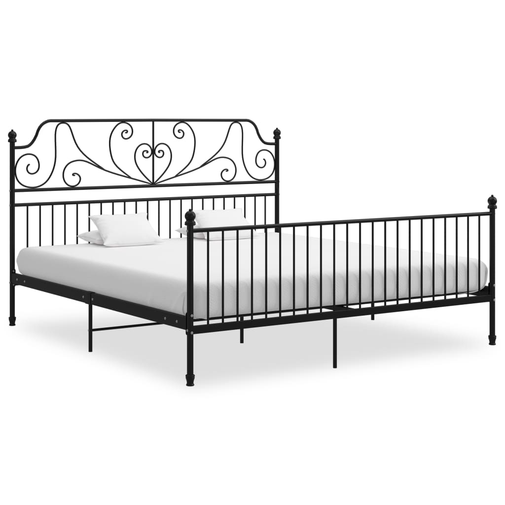 Cadre de lit sans matelas noir métal 200x200 cm - XIOS