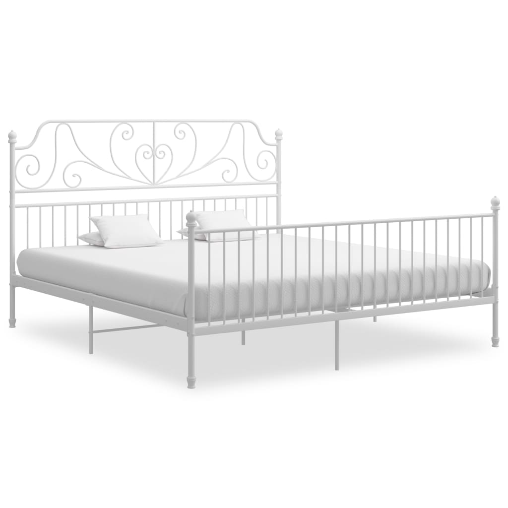 Cadre de lit sans matelas blanc métal 200x200 cm - XIOS
