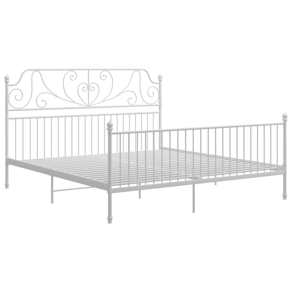 Cadre de lit sans matelas blanc métal 200x200 cm - XIOS