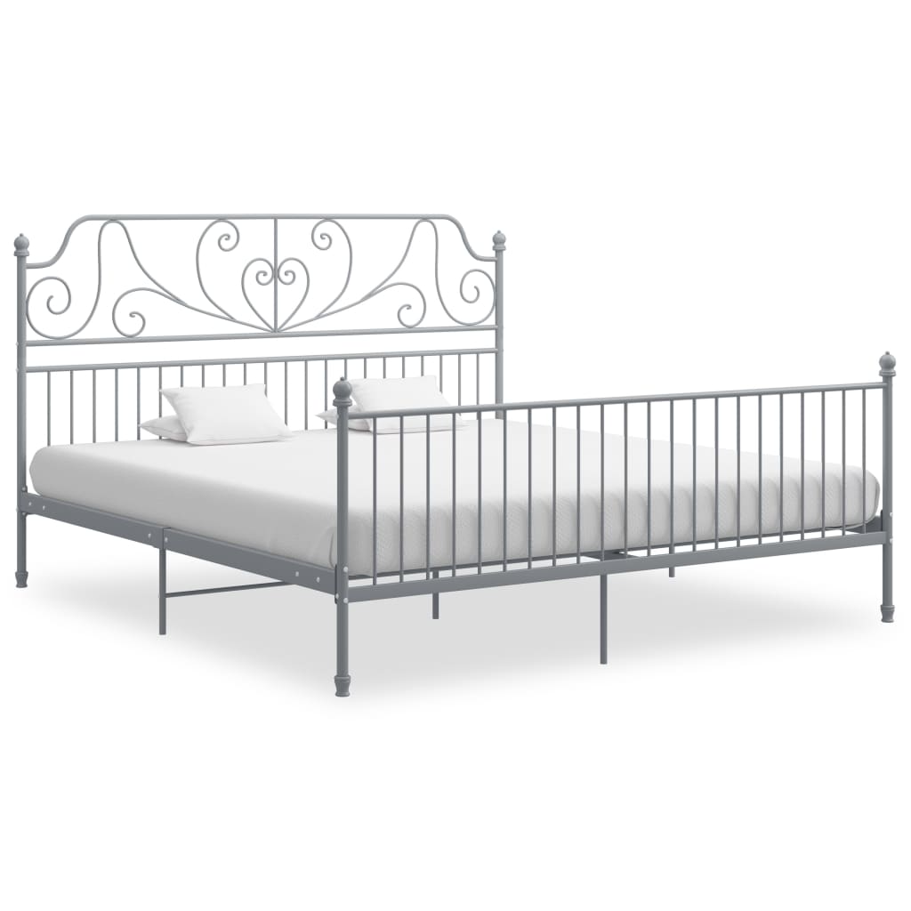 Cadre de lit sans matelas gris métal 200x200 cm - XIOS