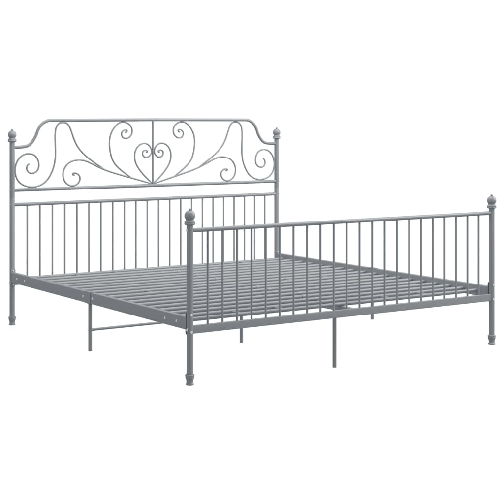 Cadre de lit sans matelas gris métal 200x200 cm - XIOS