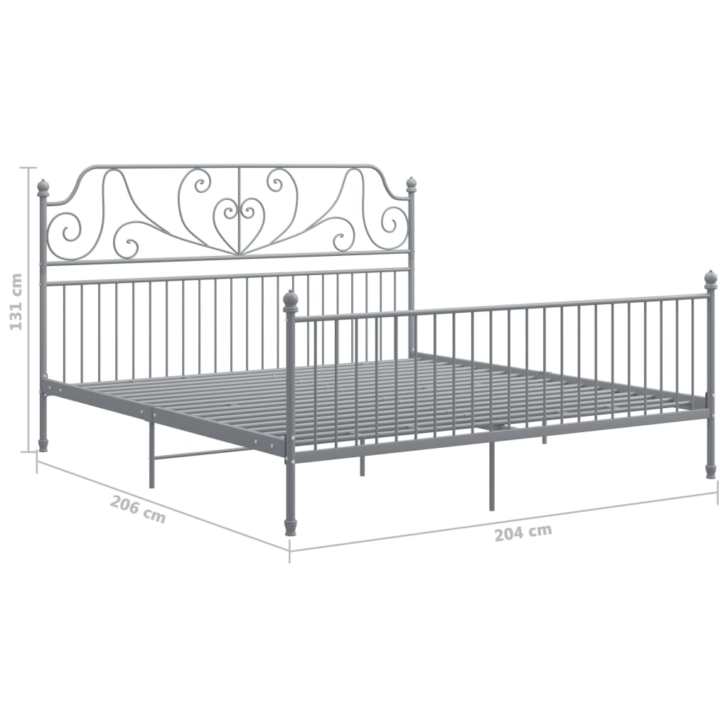 Cadre de lit sans matelas gris métal 200x200 cm - XIOS