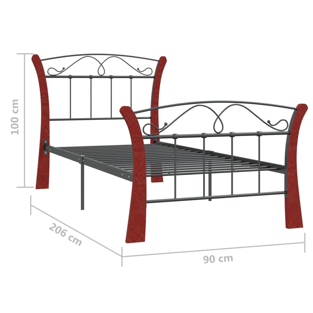 Cadre de lit sans matelas noir métal 90x200 cm - XIOS