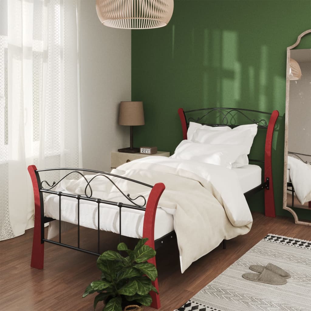 Cadre de lit sans matelas noir métal 90x200 cm - XIOS