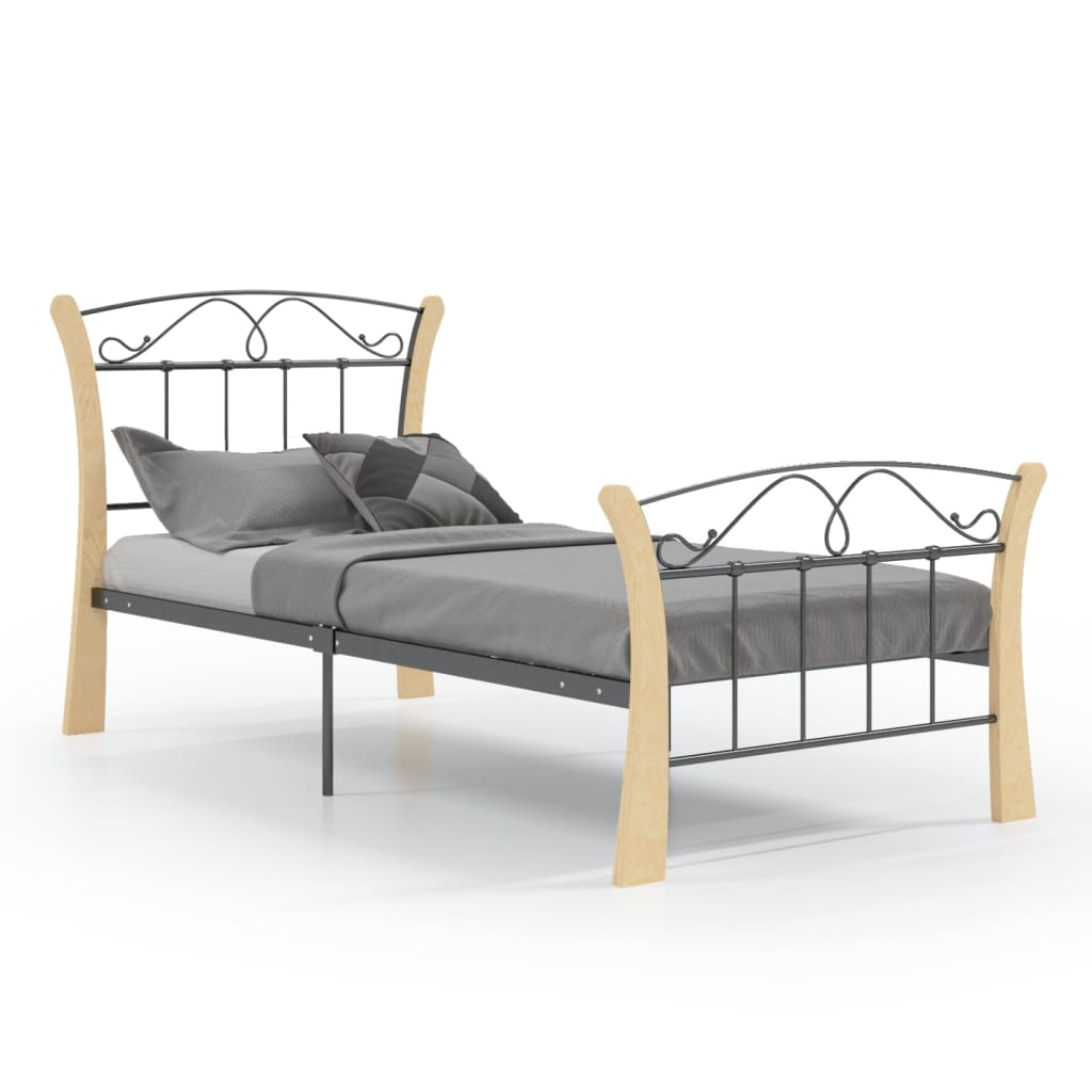 Cadre de lit sans matelas noir métal 90x200 cm - XIOS