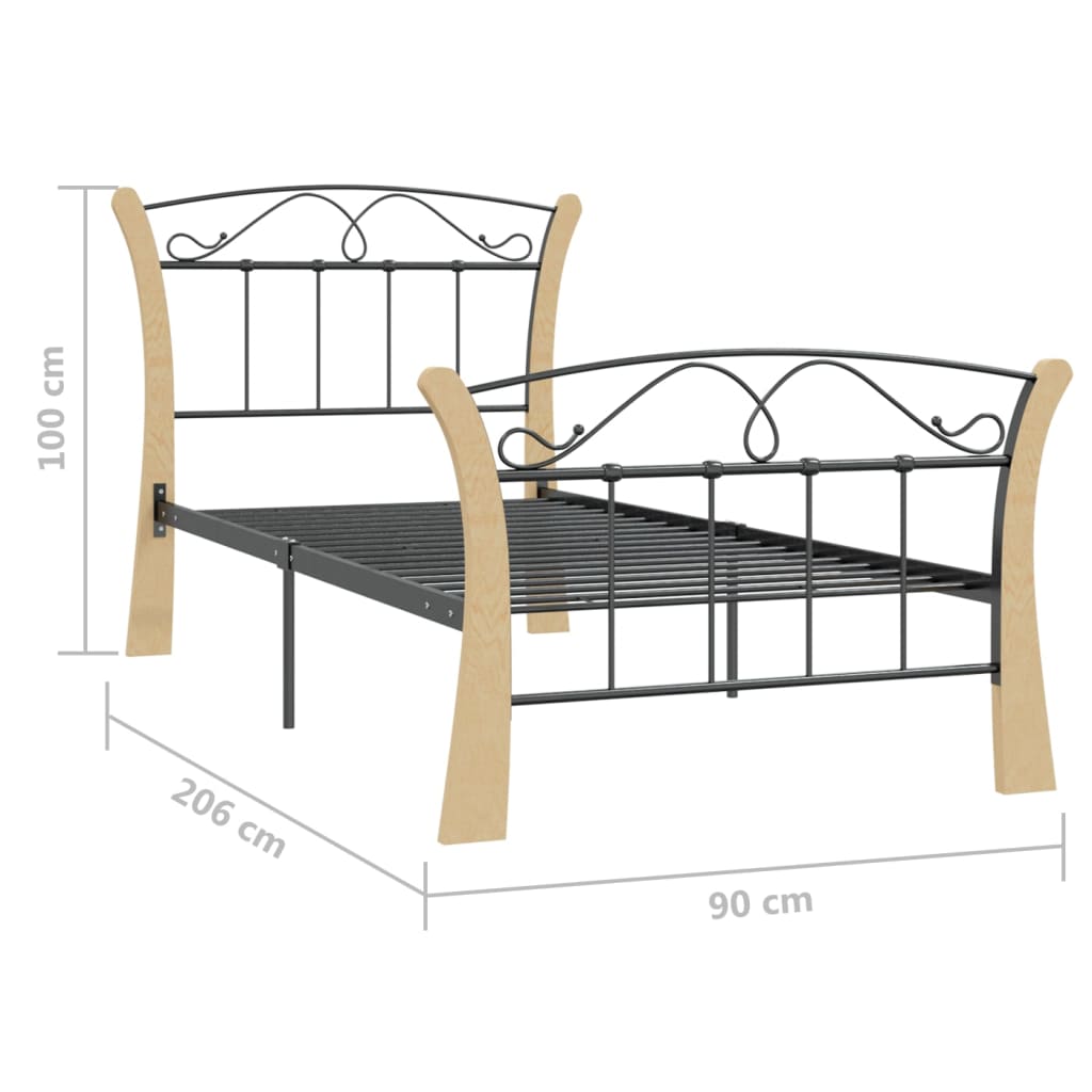 Cadre de lit sans matelas noir métal 90x200 cm - XIOS