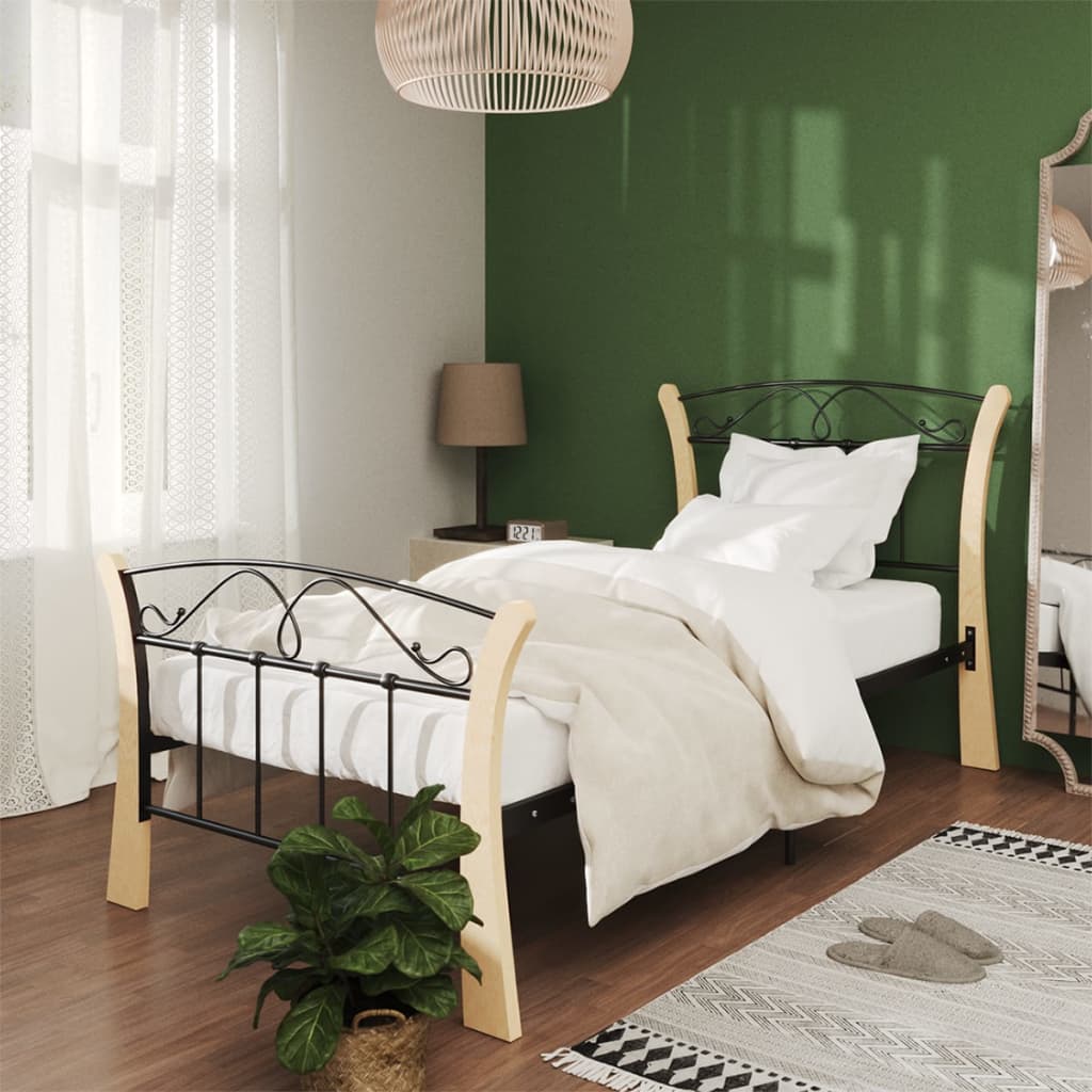Cadre de lit sans matelas noir métal 90x200 cm - XIOS
