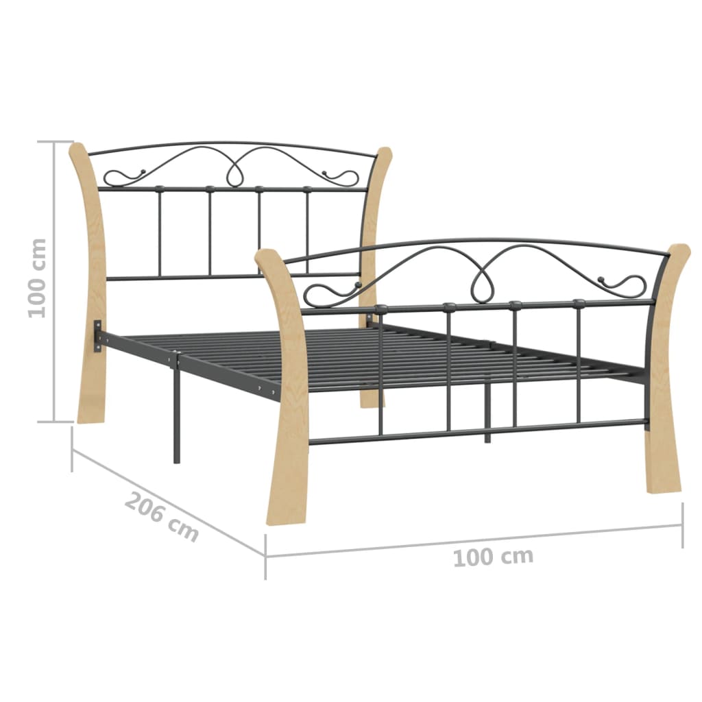 Cadre de lit sans matelas noir métal 100x200 cm - XIOS