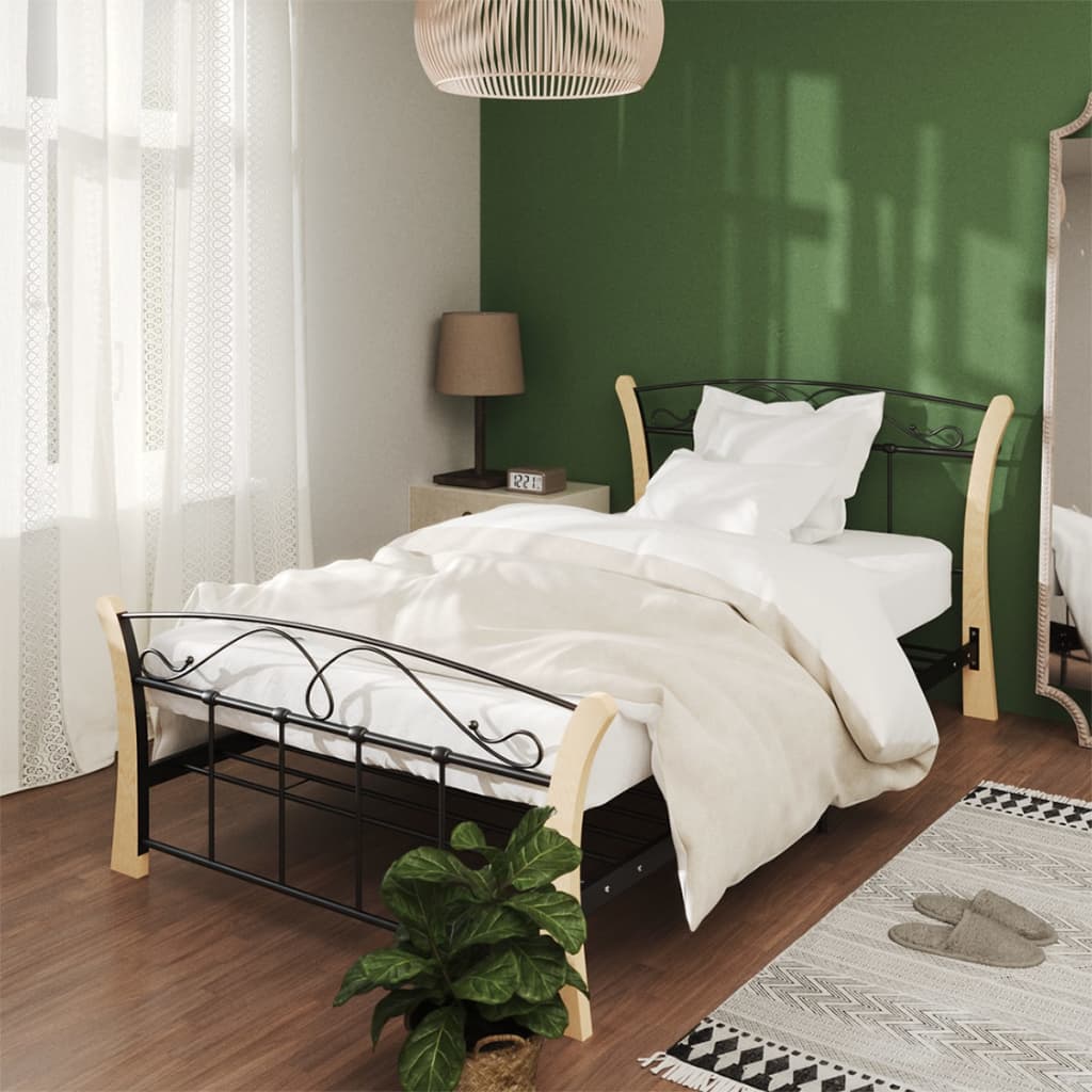 Cadre de lit sans matelas noir métal 100x200 cm - XIOS