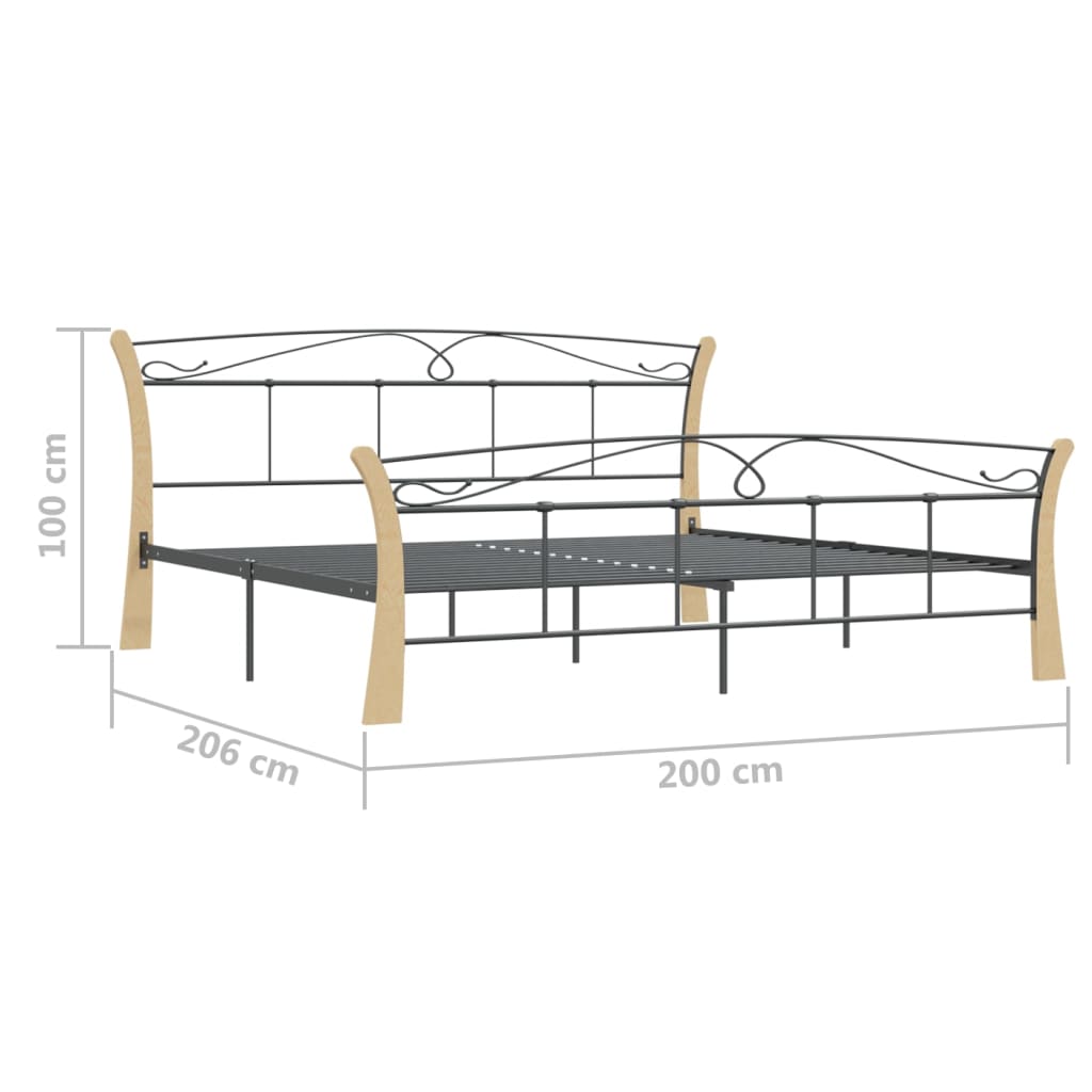 Cadre de lit sans matelas noir métal 200x200 cm - XIOS