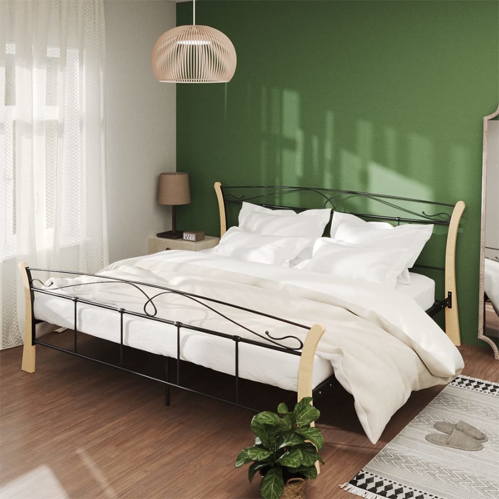 Cadre de lit sans matelas noir métal 200x200 cm - XIOS