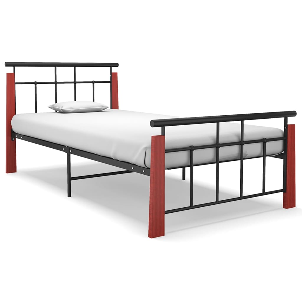 Cadre de lit sans matelas métal bois de chêne massif 90x200 cm - XIOS
