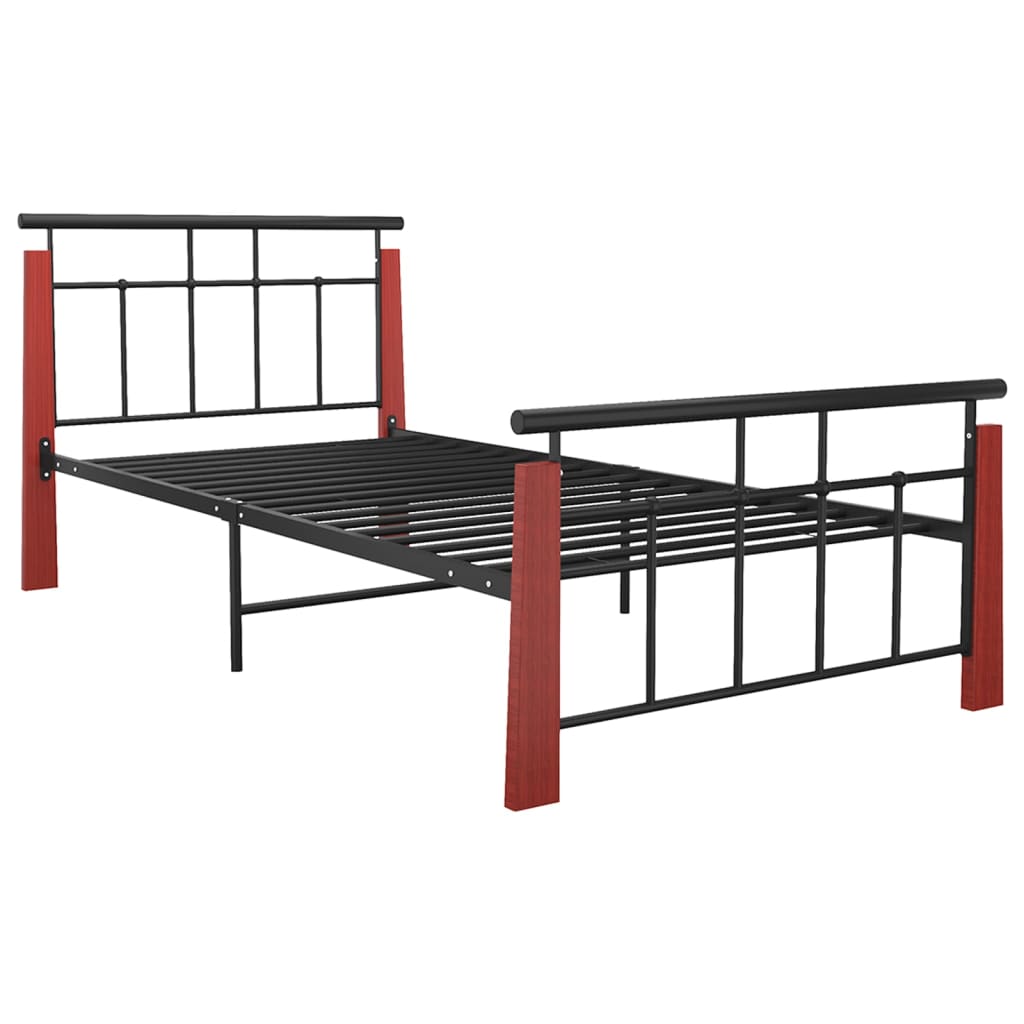 Cadre de lit sans matelas métal bois de chêne massif 90x200 cm - XIOS
