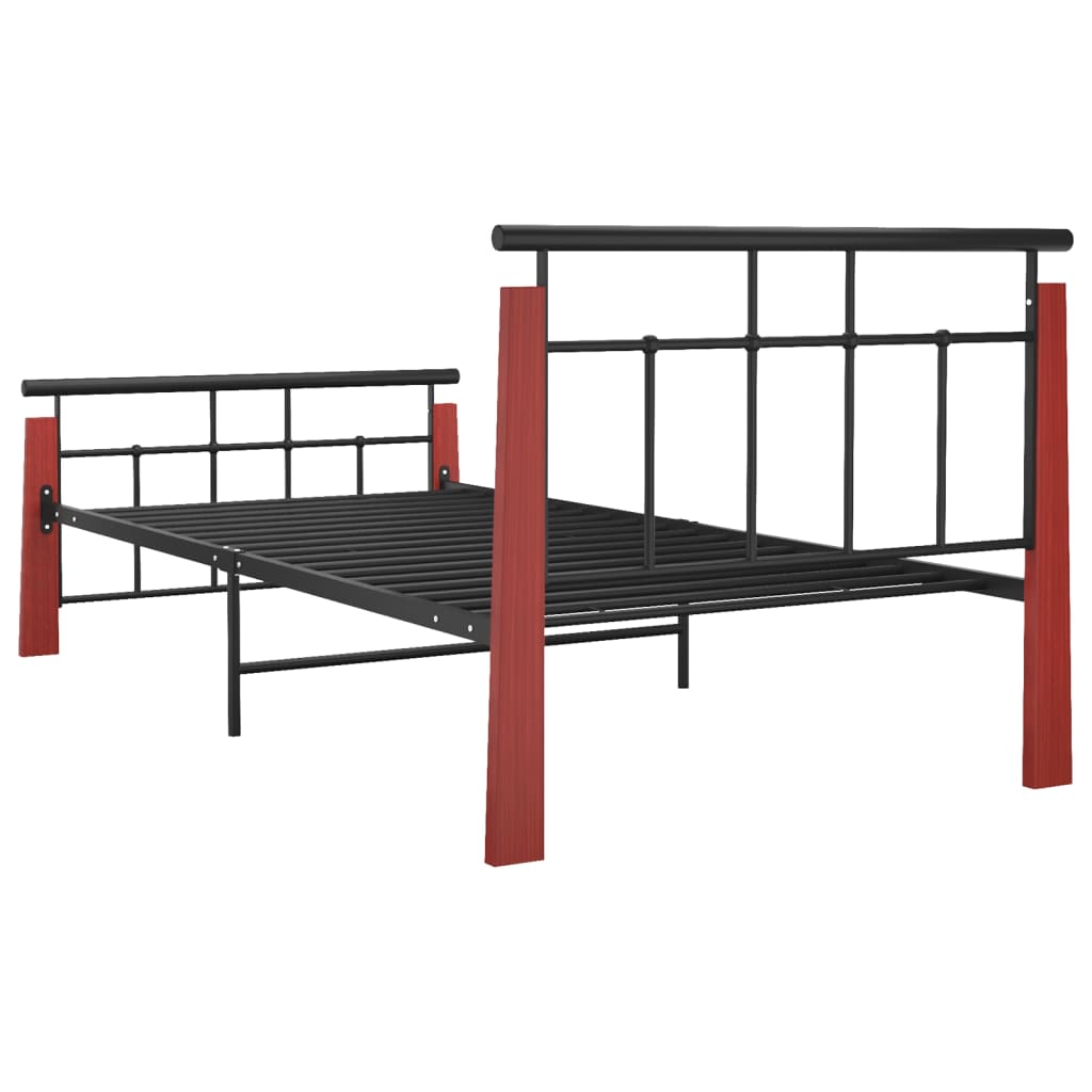 Cadre de lit sans matelas métal bois de chêne massif 90x200 cm - XIOS