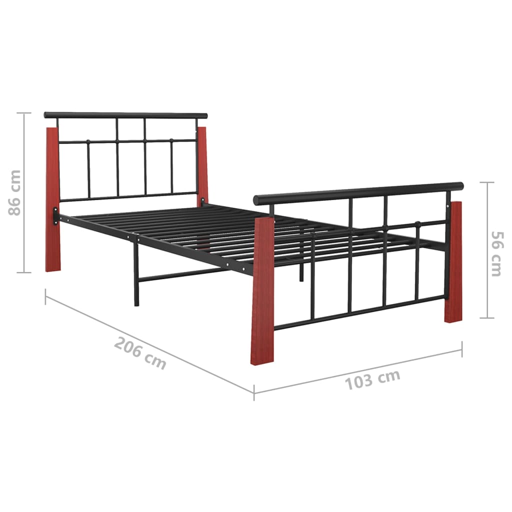 Cadre de lit sans matelas métal bois de chêne massif 90x200 cm - XIOS